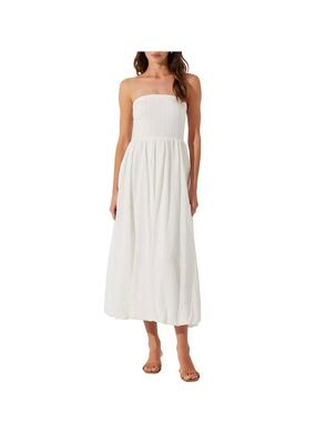 ASTR The Label Dress Textured Strip Bubble Hem Midi